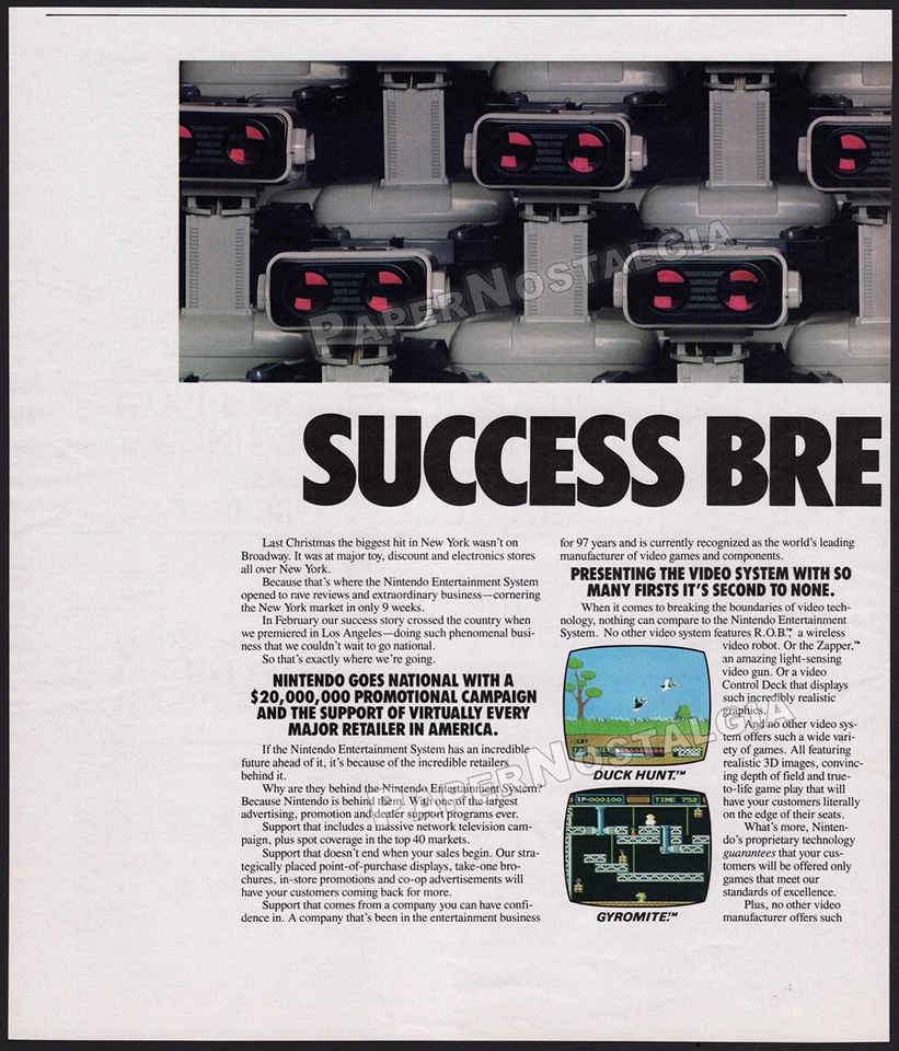 NINTENDO R.O.B. / Robot - Original 1986 early Trade AD / NES game promo / poster - Image 2 of 3