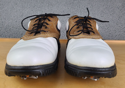 Footjoy Contour Series Mens
7‎ 1/2 White Brown Medium Golf
Shoes Leather 54002 NEW Mens FJ FootJoy Contour Golf Shoes 54130 White / Brown  main image 3