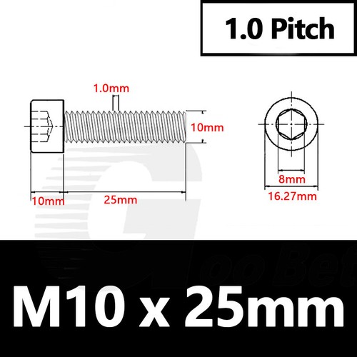 M10x1 M10x1.25 Fine Thread Socket Cap Screws Bolts 304 Stainless Steel DIN 912 - Picture 12 of 37