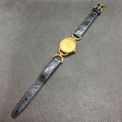 Gucci 6000L Watch Ladies 23mm Quartz Round Gold Dial Swiss Made