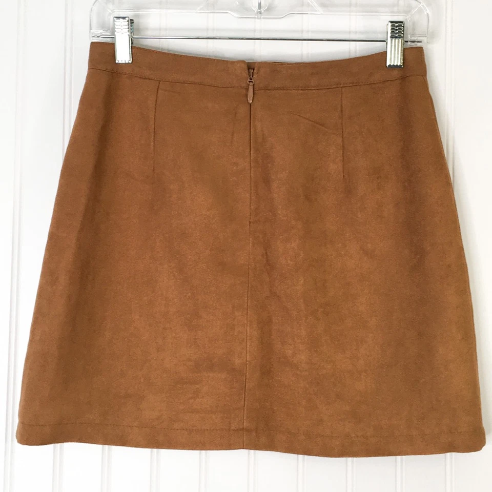 Falda Bcbgeneration Para Mujer Línea A Marrón Cruzada Encaje Frontal Forrado Cremallera4 Foto 2 de 4