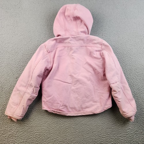 Carhartt Sherpa Lined Pink Hooded Full Zip Jacket Youth Girls Small (7-8) Canvas - Picture 2 of 14