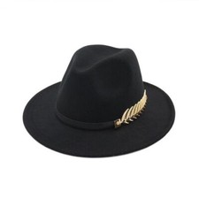 Women Ladies Vintage Large Felt Trilby Fedora Jazz Wide Brim Hat Cap Gangster