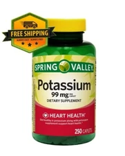 Spring Valley Potassium Heart Health Dietary Supplement Caplets, 99 mg 250 Count