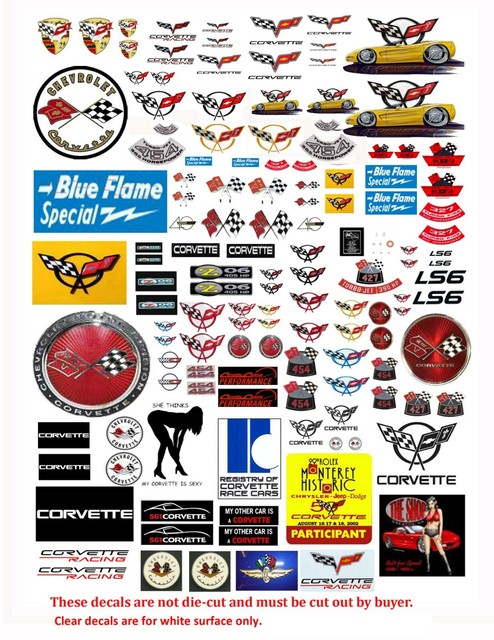 1: 24 1:18 CHEVY CORVETTE DECALS FOR DIECAST & MODEL CARS & DIORAMAS 1: 24 1:18 CHEVY CORVETTE DECALS FOR DIECAST & MODEL CARS & DIORAMAS