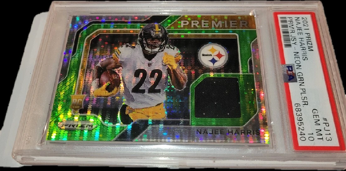 Najee Harris Panini Prizm Premier Jersey #PJ13 Neon Green Pulsar