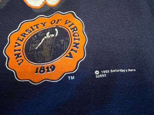Rare Vintage University Of Virginia Big Logo Single Stitch Shirt L Made In USA - Picture 3 of 7