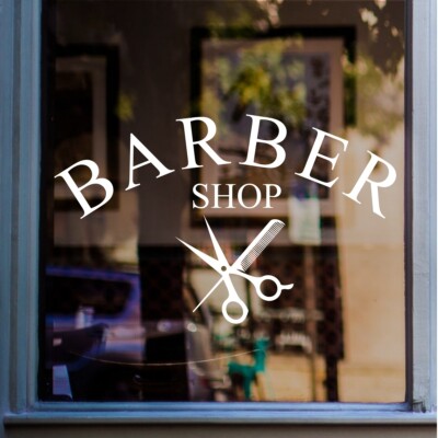 FRISEURSALON Aufkleber Kamm Schere Friseure Friseur Schaufenster Aufkleber