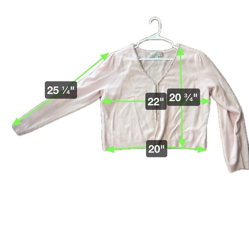 PRECIOUS FIBERS 100% CASHMERE Ballet Pink Cardigan Crystal Embellished - Sz XL - Picture 10 of 10
