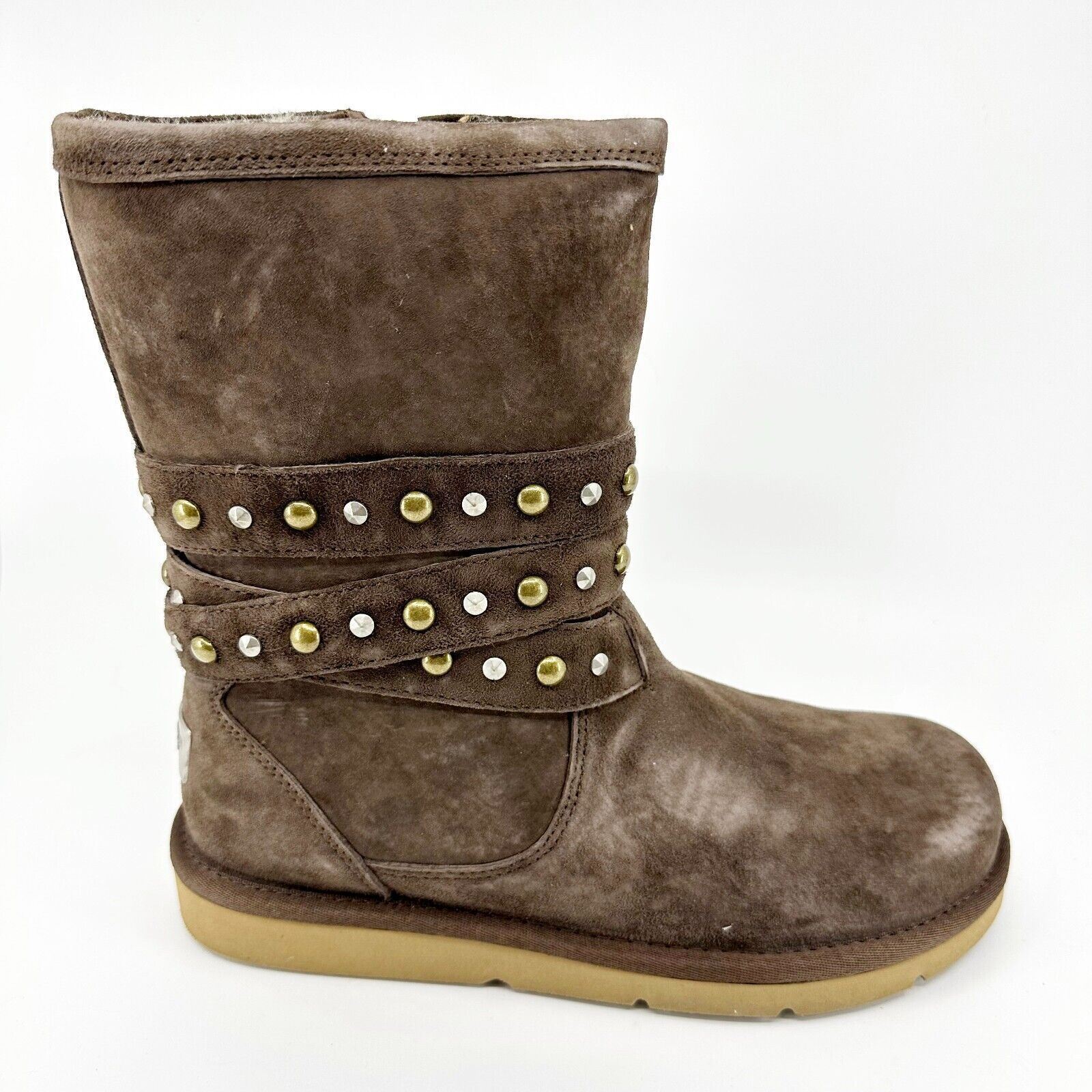 Женские замшевые дубленки UGG Clovis Brown с шипами 3329W ESP