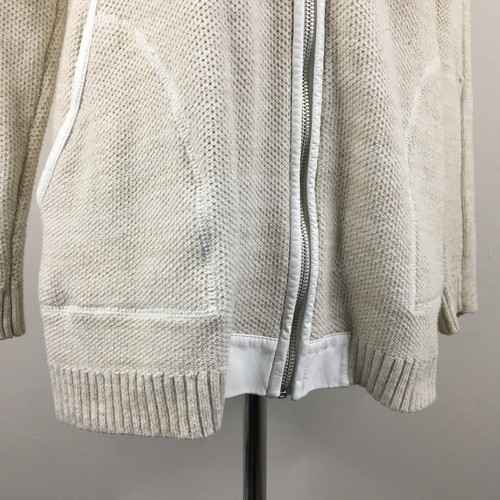 WHITE+WARREN Womens sz Large Beige Knit White Faux Leather Trim Jacket - Picture 8 of 12