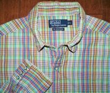 Men's Polo Ralph Lauren RL Western Casual Long Sleeve Button-Up Shirt Plaid L
