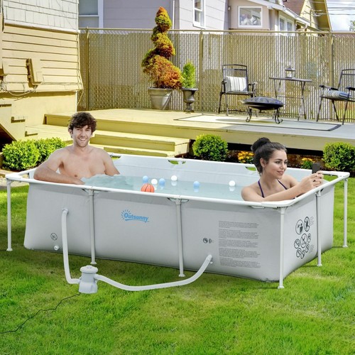 Easycomfort Piscina Fuoriterra Autoportante, Piscina Rigida Rettangolare Con Fi - Foto 2 di 6