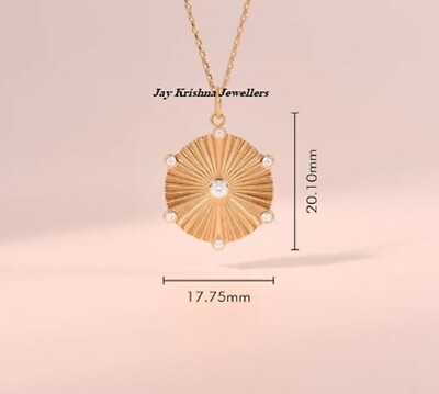 14K Solid Gold Chic Sonne Scheiben Anhänger,Handgemacht Radiant Diamant ''