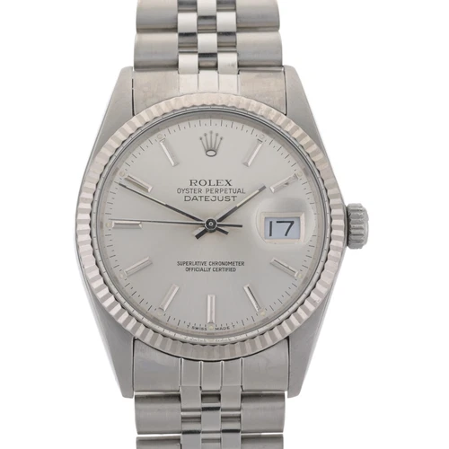 Rolex Datejust 16014 Silver 36mm Jubilee Band SS & Gold Watch + Box - Serviced