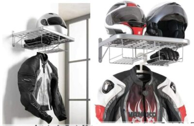 Porta Casco Tuta Moto Appendino Guardaroba Parete Appendi Giubbotto Biker  Giacca | eBay