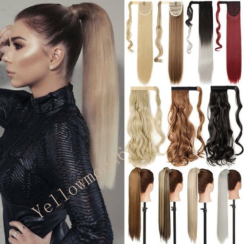 Real Long Clip In Ponytail Hair Extension Wrap On Hair Piece Natural As Human US - Picture 5 of 38