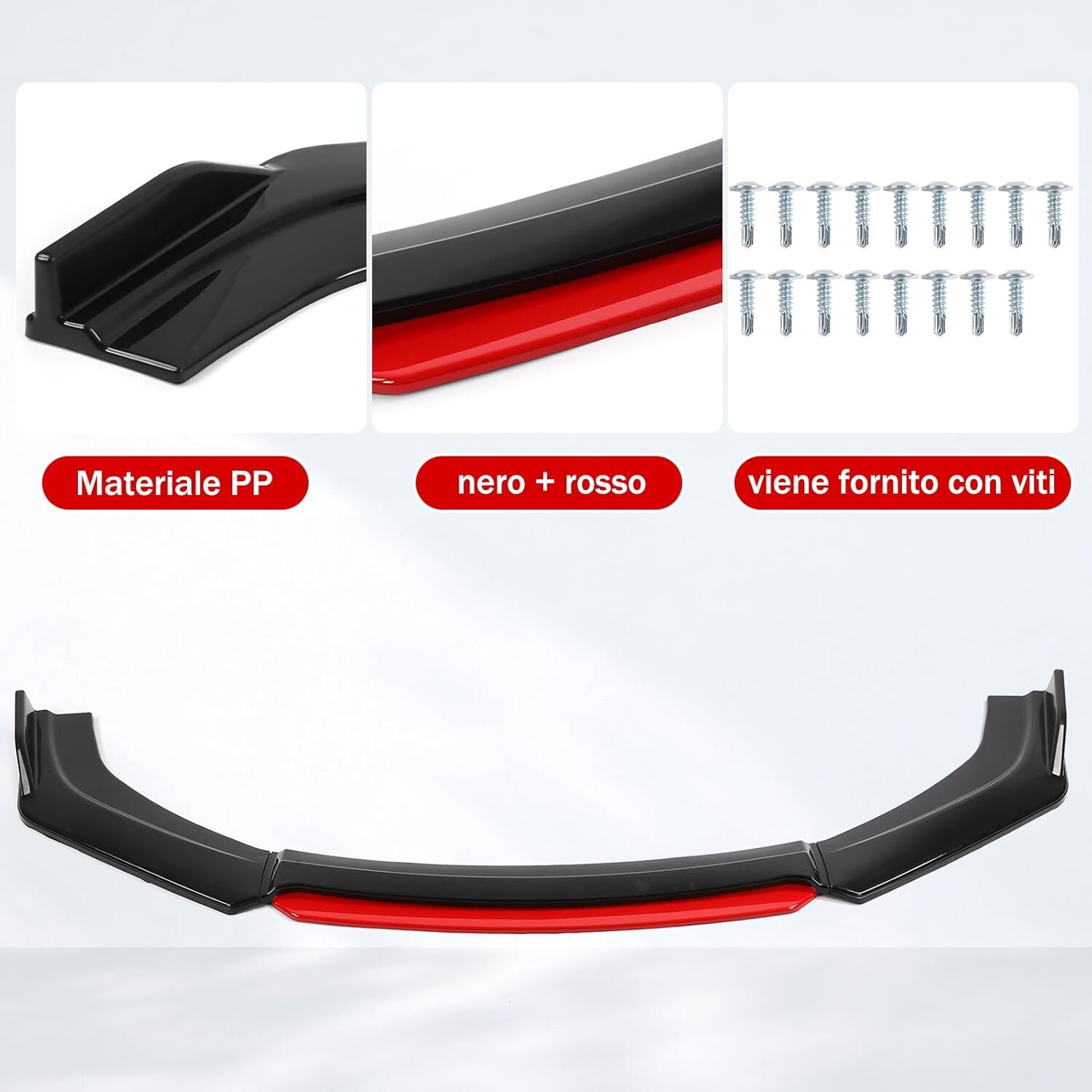 Otufan - Spoiler Paraurti Anteriore Auto Splitter Regolabile Universale Robusto Nero - Miniatura 5