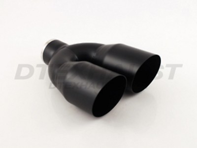 DT-25088DLBK DUAL SINGLE WALL ANGLE CUT BLACK POWDER COAT TIP 2.5'' INLET 10''  L