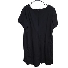 Talbots Elegant Black Short Shift Dress Womens Size 20W Pearl Detail Back Zip