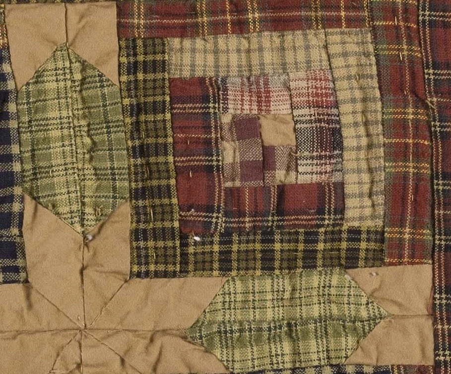 Country Style Table Runner Hand-Quilted Tea Stain and Green Patchwork Tea Cabin - Image 3 of 4