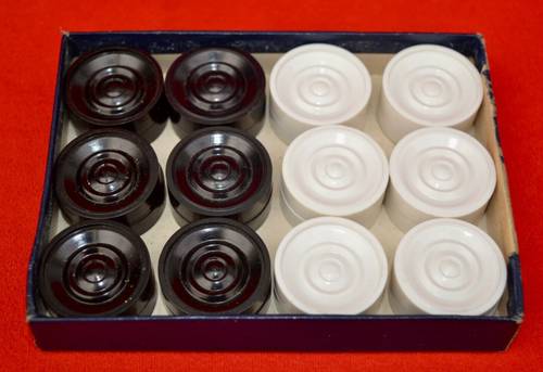 VINTAGE JAQUES: INTERLOCKING DRAUGHTS SET - SUPER, SOUND COMPLETE SET OF 24! - Picture 2 of 6