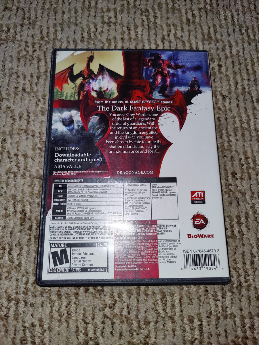 Dragon Age： Origins Dragon Age: Origins (PC, 2009) 14633190946| eBay