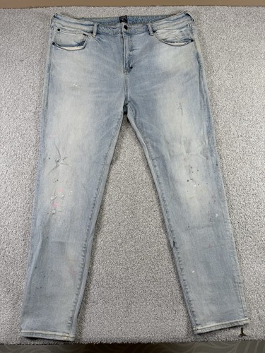 PRPS Jeans Men's 42x32 Bleach Light Blue Warlock Skinny Stretch Paint Splatter - Picture 2 of 7