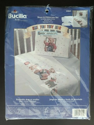 blue jean teddy bear crib bedding set