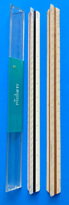 VTG LOT 2 RULERS ARCHITECT TRIANGLE SCALE DRAFTING RULER DRAWING PICKETT WOOD