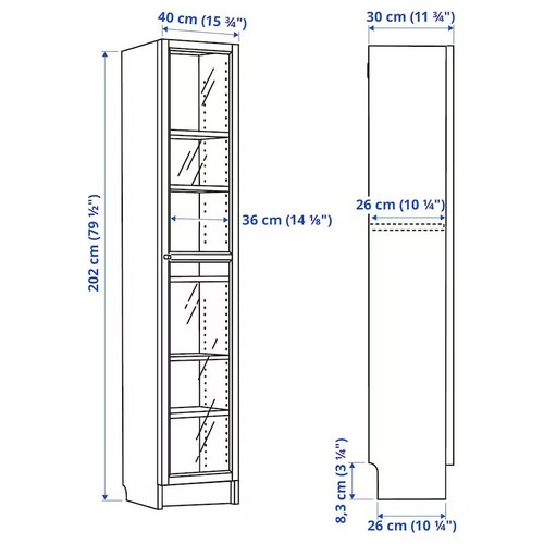 Ikea BILLY / OXBERG Bücherregal mit Glastür weiß Breite: 40 cm Tiefe: 30 cm Höhe - Bild 4 von 4