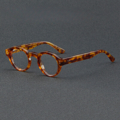 Ancient Acetate Round Eyeglass Frames Women Men Glasses Vintage Eyewear Leopard