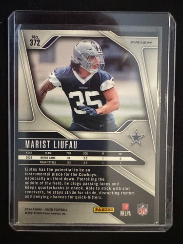 2024 Panini Prizm - Rookies Marist Liufau #372 Orange Disco Prizm (RC) Cowboys - Picture 2 of 2