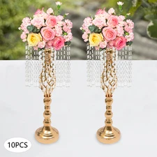 10x Crystal Flower Vase Stand Wedding Centerpieces For Table Gold Flower Stand