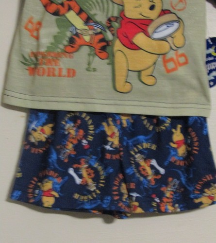 DISNEY BOYS 12 MO WINNIE THE POOH/TIGGER PAJAMA 2-PC BLUE TOP/SHORTS NWT - Picture 3 of 3