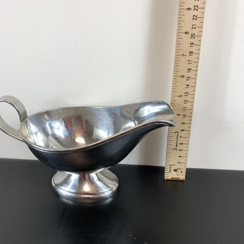 Vintage Stainless Steel Gravy Boat On Pedestal DJ 98 Heavy Duty 12 Oz. - Picture 9 of 10