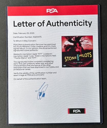Linda Lovelace · Scott Weiland * Firmado * Stone Temple Pilots 1992 Core LP · PSA - Imagen 4 de 23
