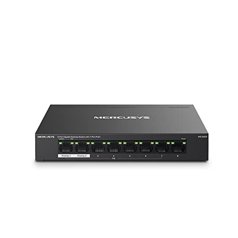 (TG. 8 Puertos) TP-Link Mercusys MS108GP PoE+ Switch 8 Porte Gigabit con 7 PoE+,