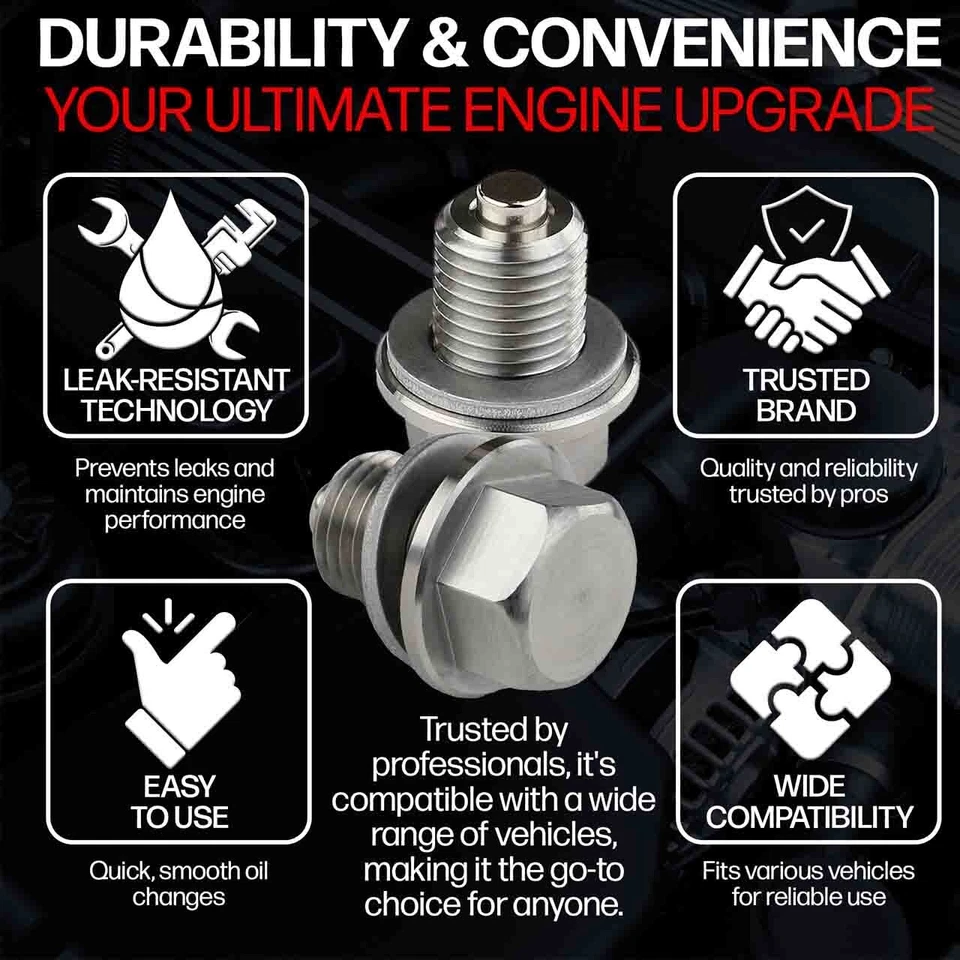 Tapón de drenaje de aceite de motor de acero inoxidable con imán de neodimio Hyundai | Kia Foto 4 de 4