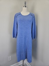 Talbots Womens Sweater Dress Petite XLarge Blue Kitty Tweed Shift