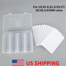 60Pcs 41mm Round Coin Capsules Plastic Storage Box Organizer for 19-41mm Coins