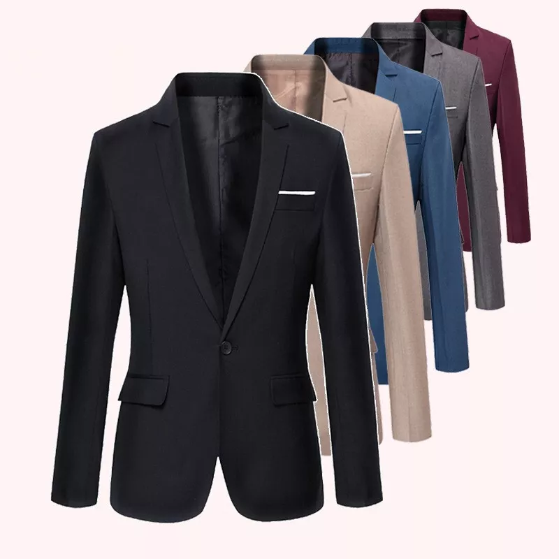 Men s Formal Blazer Coat Wedding Business One Button Slim Fit Suit