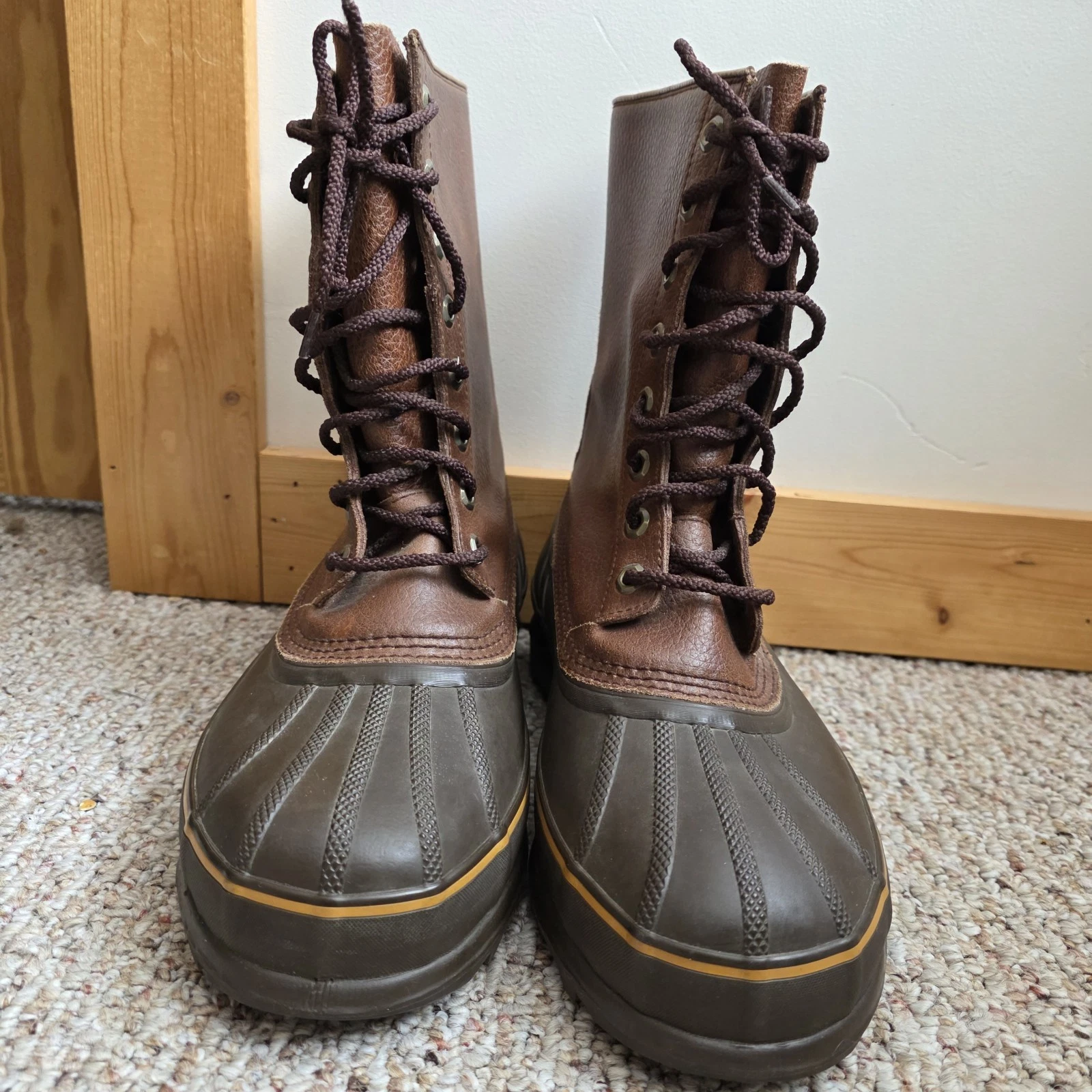 Sorel Snow Boots Mens 8 Maverick LM1085-200 Brown Leather Upper Removable Insert
