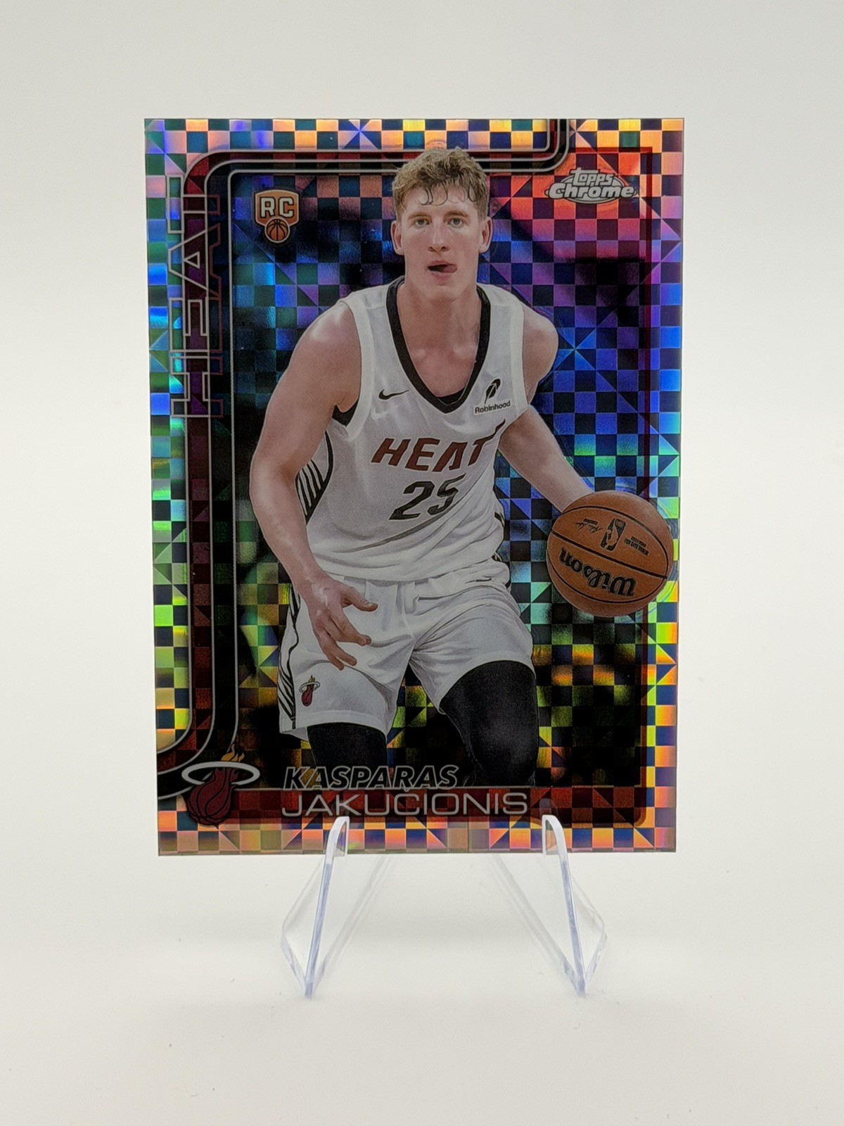 2025-26 Topps Chrome NBA #270 Kasparas Jakucionis X-Fractor Refractor Miami Heat