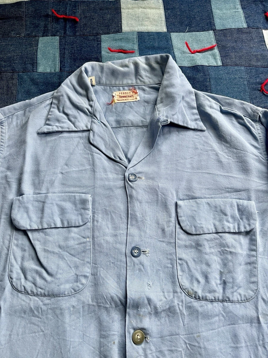 50s rayon gabardine shirts blue 襤褸 Gabardine Blue 1950s Vintage Casual Shirts for Men for sale | eBay