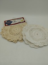 Lot Of 6 Crochet Doilies 6" White And Ivory 100 Cotton