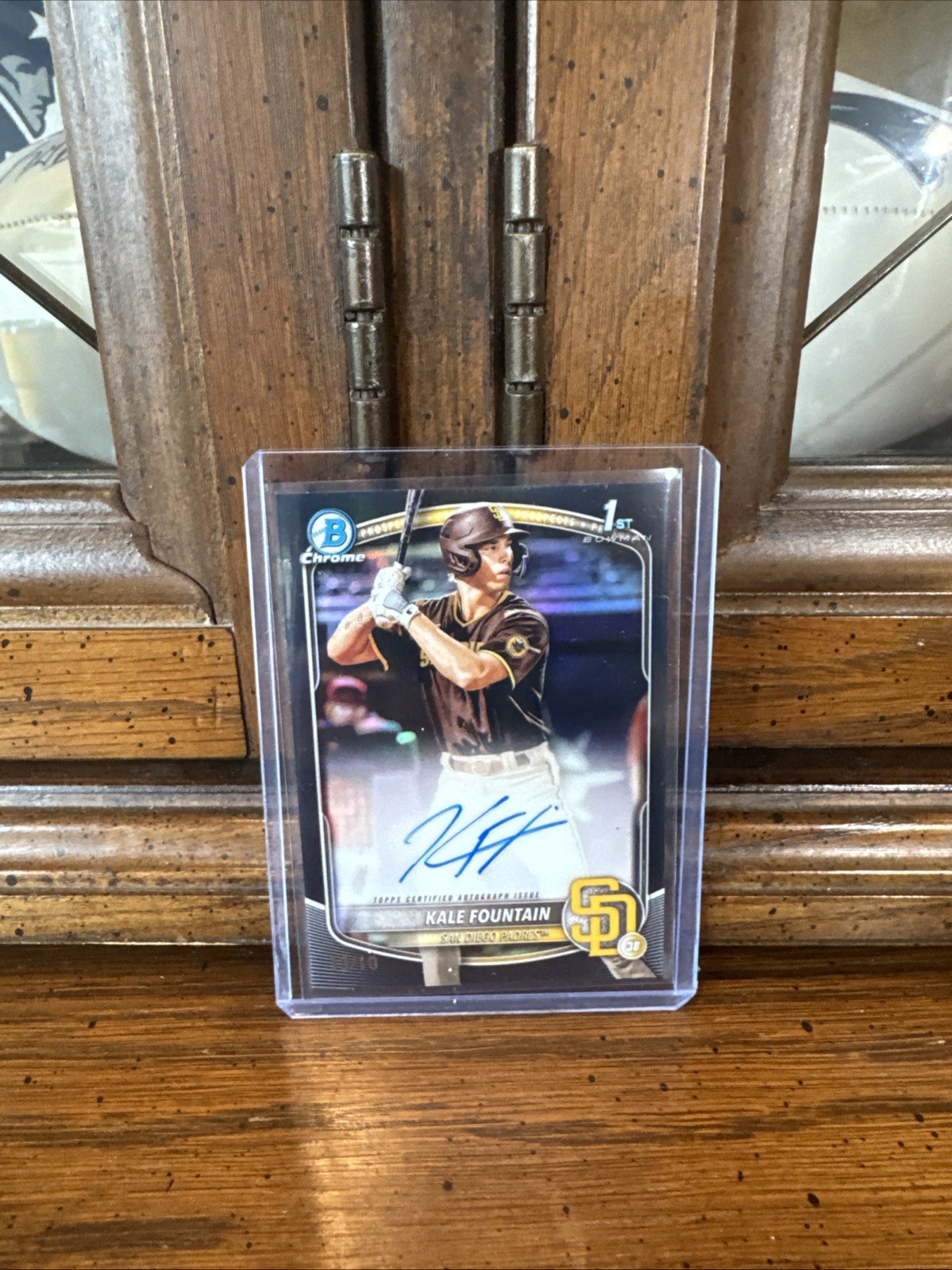 10/10! KALE FOUNTAIN 2025 BOWMAN CHROME 1ST SAPPHIRE BLACK REFRACTOR G AUTO /10