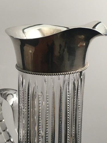 ABP Cut Glass Pitcher Sterling Collar Notched Prism - Picture 4 of 13