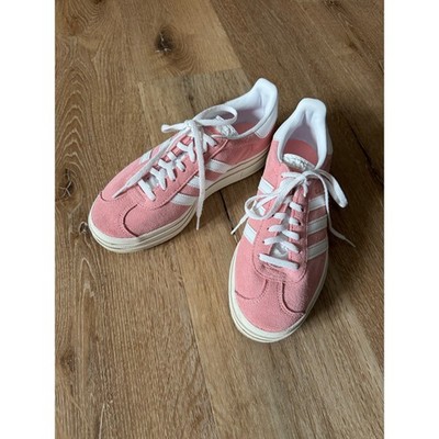 Adidas Gazelle Bold Pink White Stacked Platform Suede Sneakers Womens Size US 7