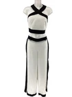 REISS Women's Coord Outfit/Set UK12 White Black Linen Blend Side Slits YE